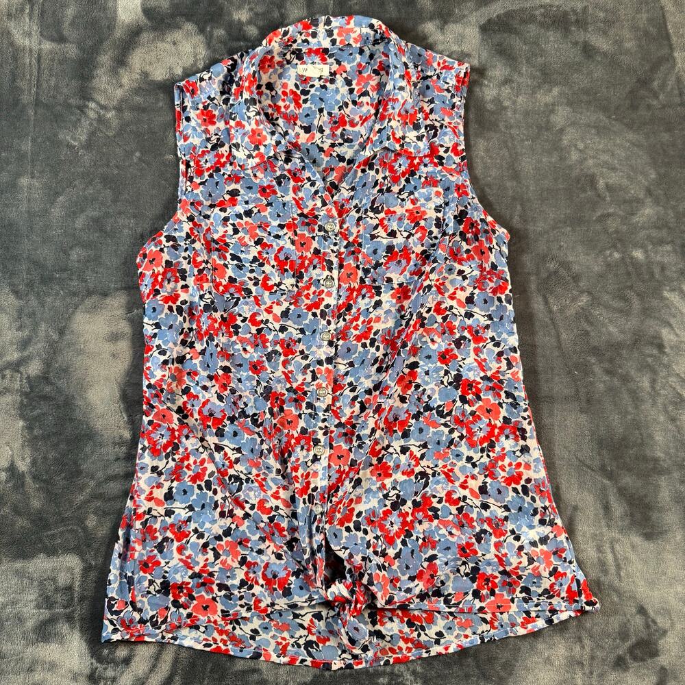 Westport Women's Floral Sleeveless Button Front Blouse Medium